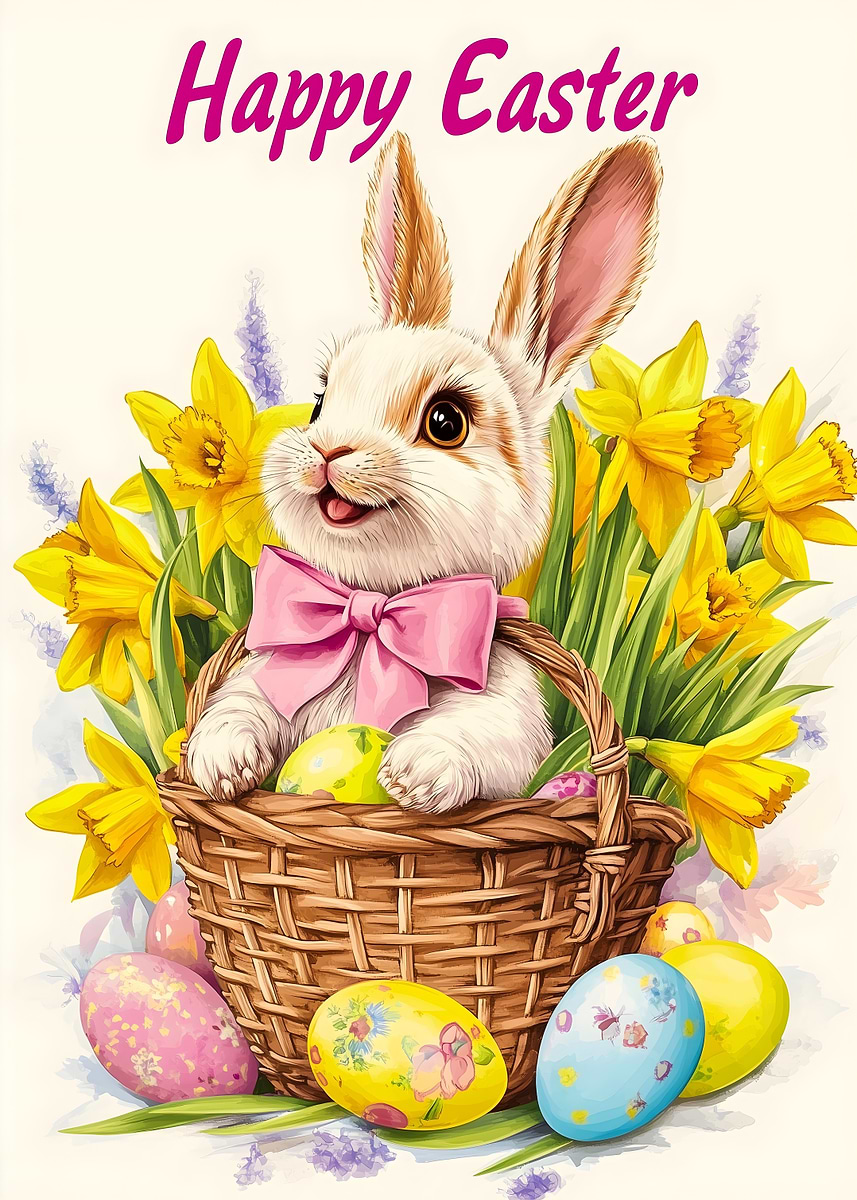 Happy Easter Greetings' Poster, picture, metal print, paint by