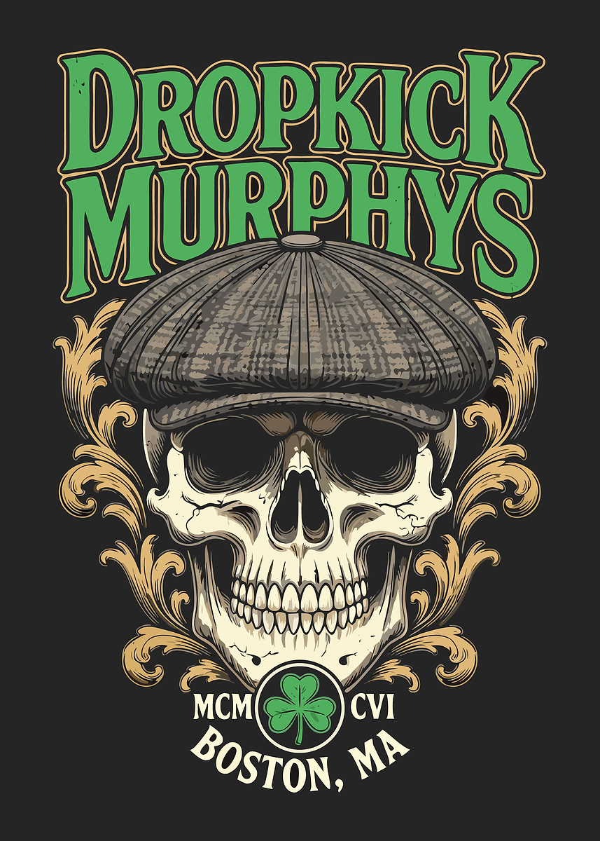 Dropkick Murphys Skull Boston MA' Poster, picture, metal print
