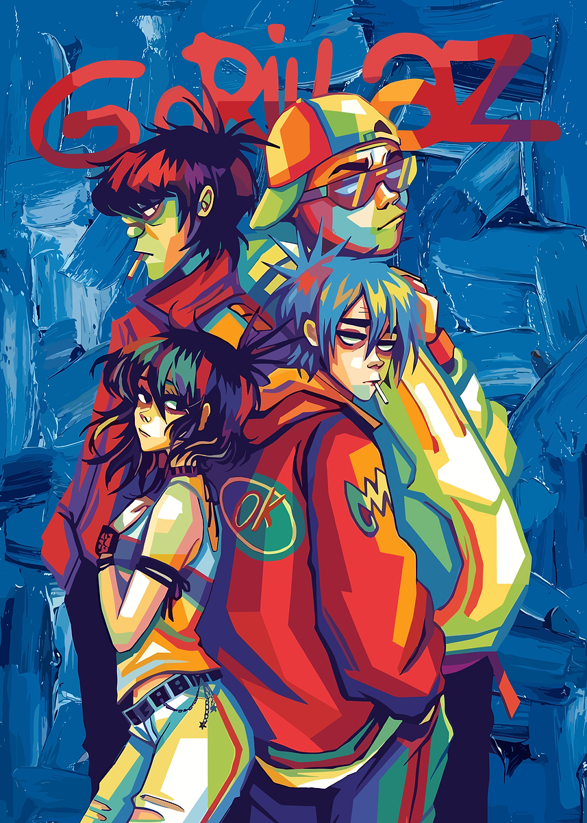 Gorillaz Band Pop Art painting' Poster, picture, metal print