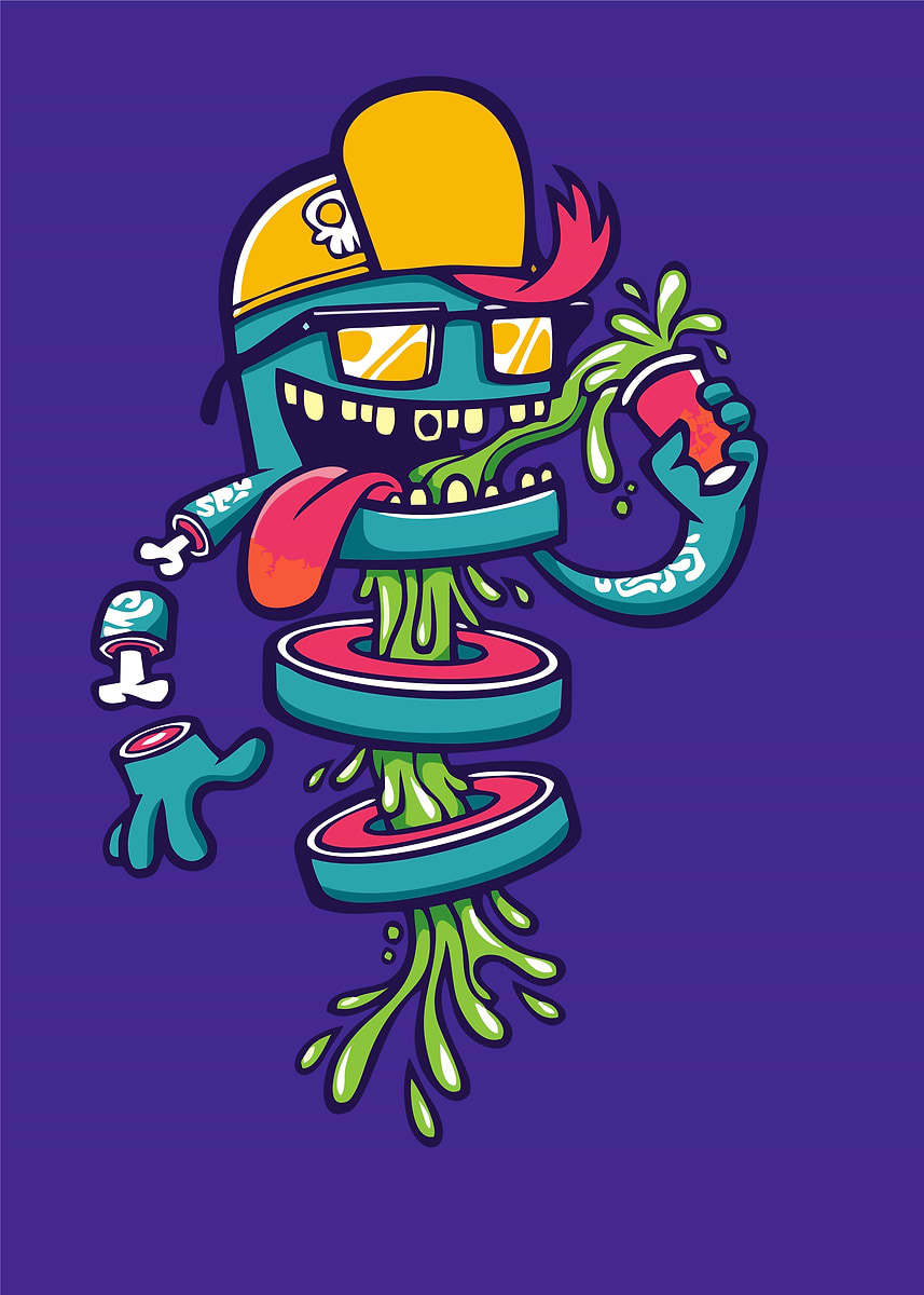 'Graffiti Monster Spray Painting' Poster, picture, metal print, paint ...