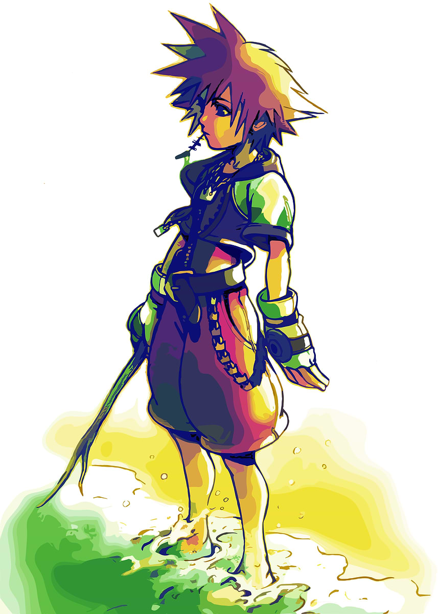 SORAページ Sora Standing in Water' Poster, picture, metal print, paint by Dol
