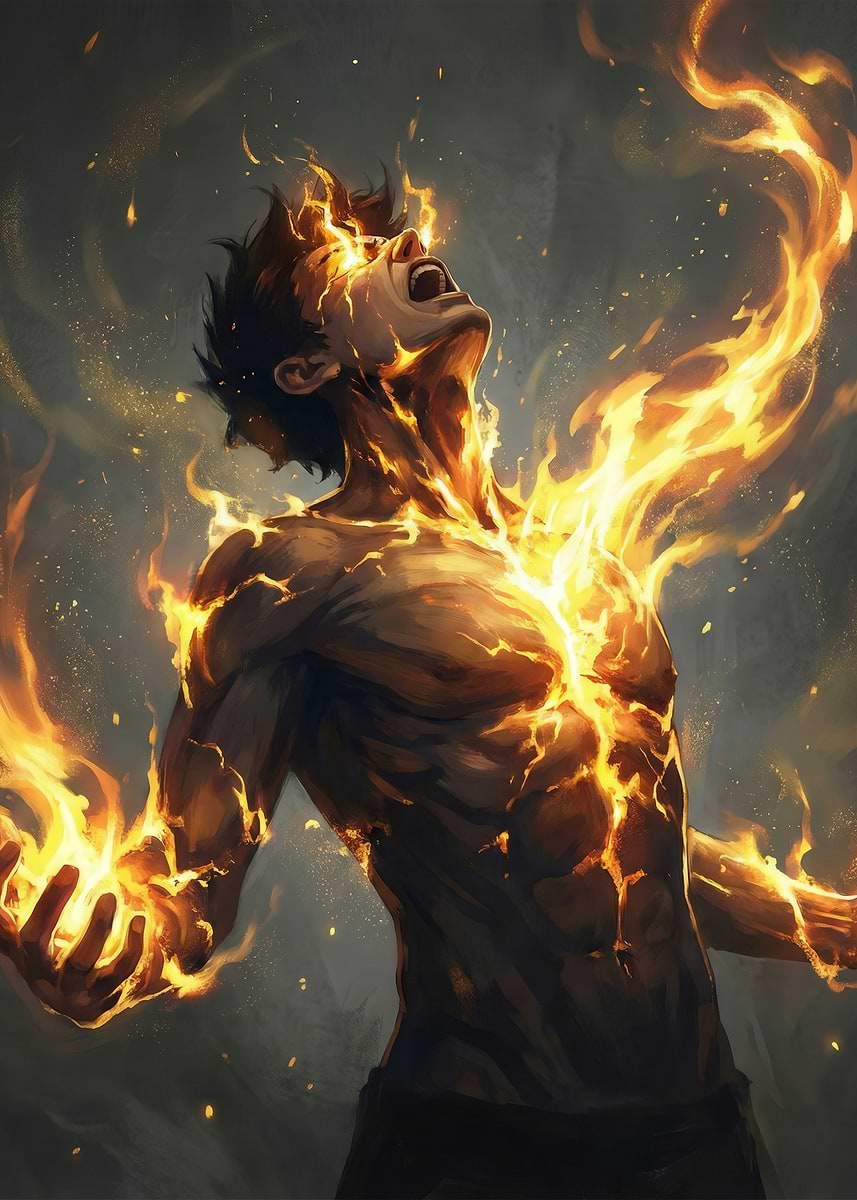 Flames Trap Man In 'Man engulfed in flames' Poster, picture, metal print, paint by ...