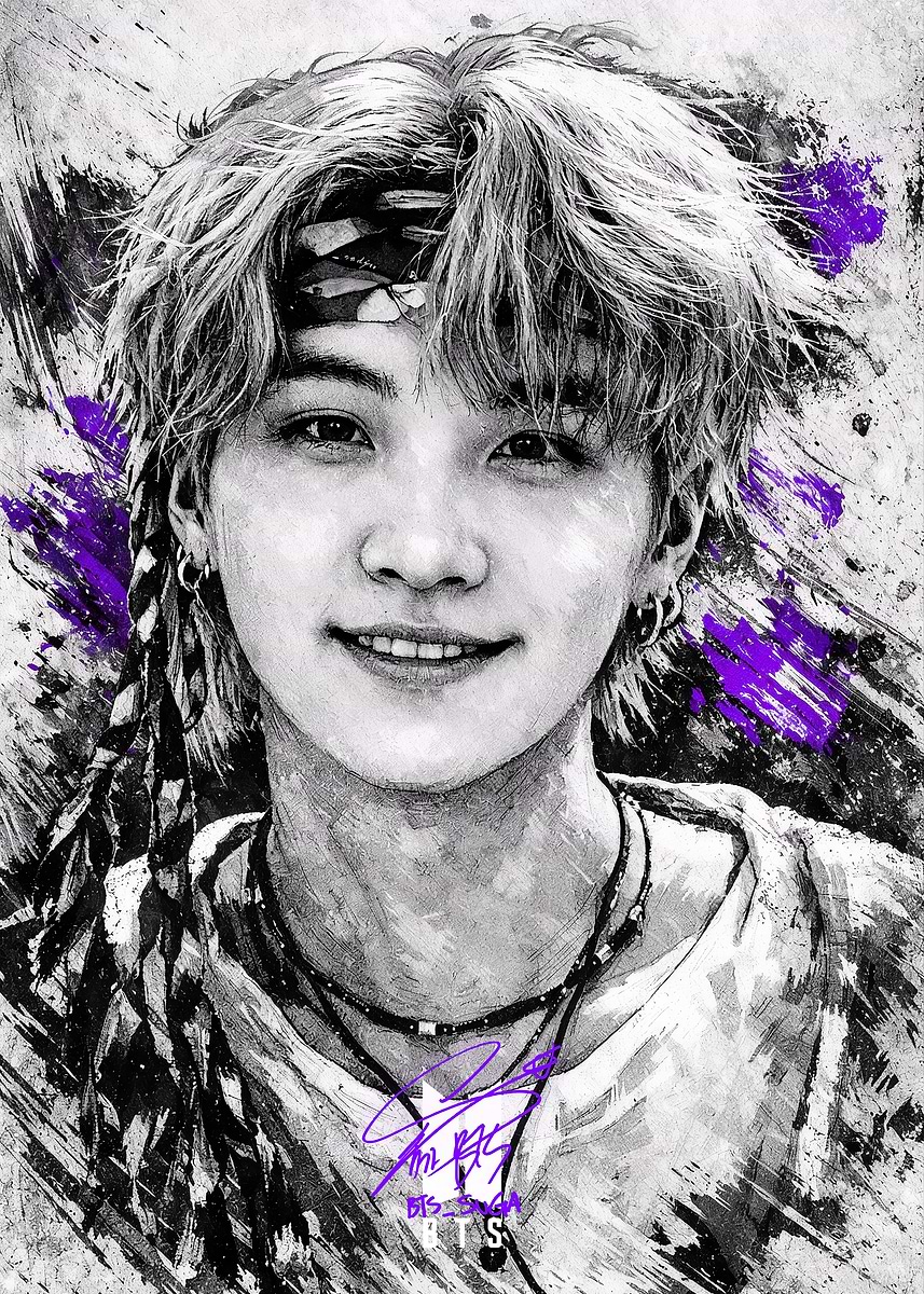 BTS Suga Portrait' Poster, picture, metal print, paint by Loxey