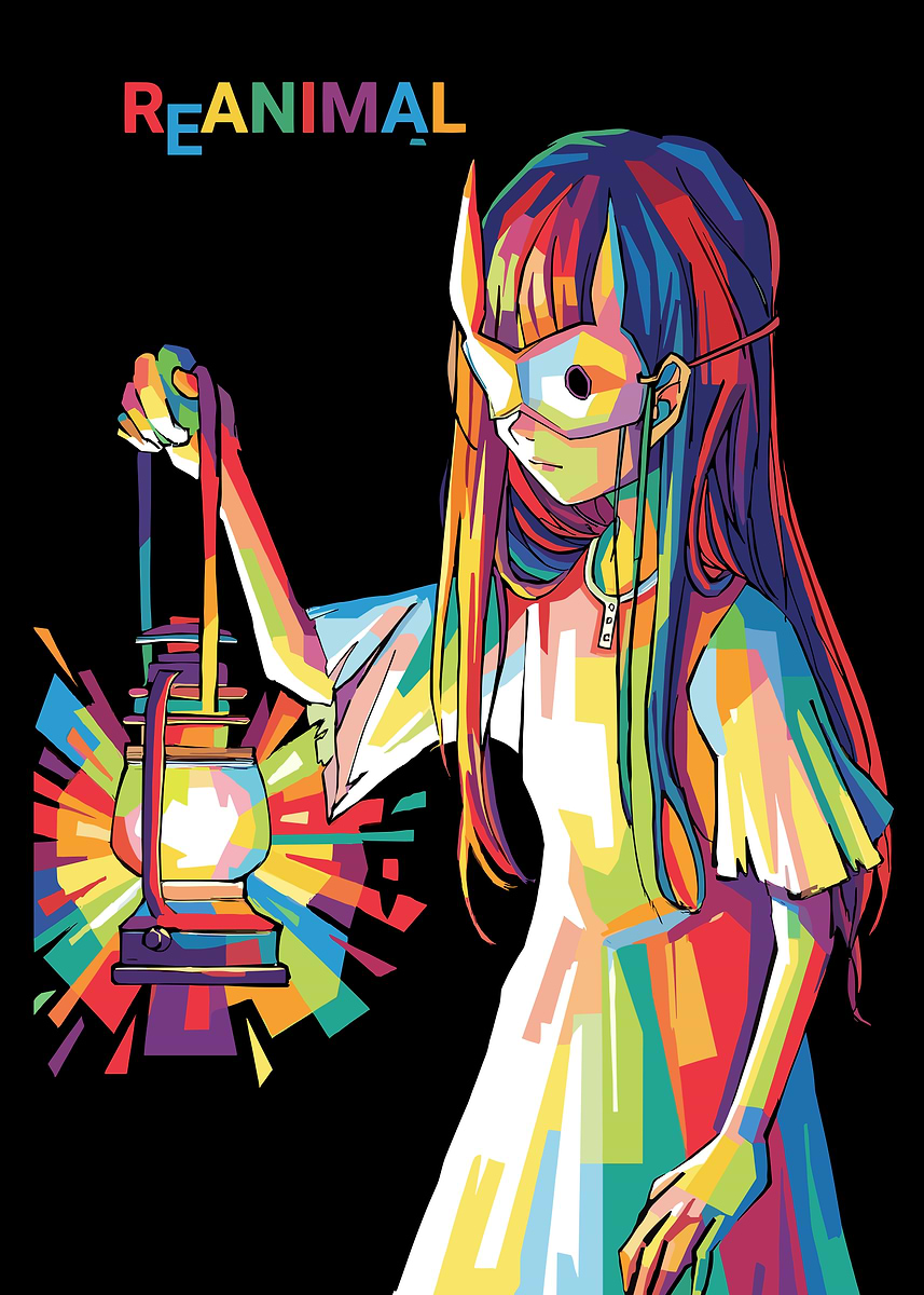 'Girl with Lantern in Pop Art Style' Poster, picture, metal print ...
