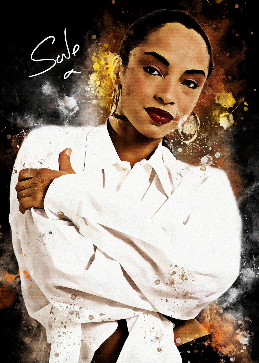 'Sade Portrait with Splatter Art' Poster, picture, metal print, paint ...