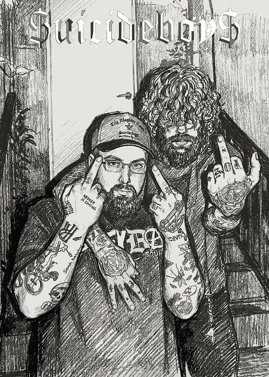 Suicideboys Sketch with Text' Poster, picture, metal print, paint