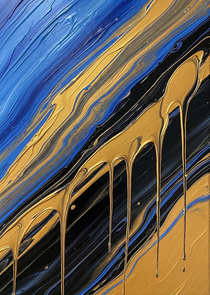 'Black and Gold Abstract Wall Art – Luxury Modern Fluid Acrylic ...