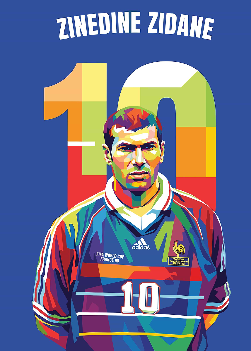 Zinedine Zidane Pop Art Poster' Poster, picture, metal print
