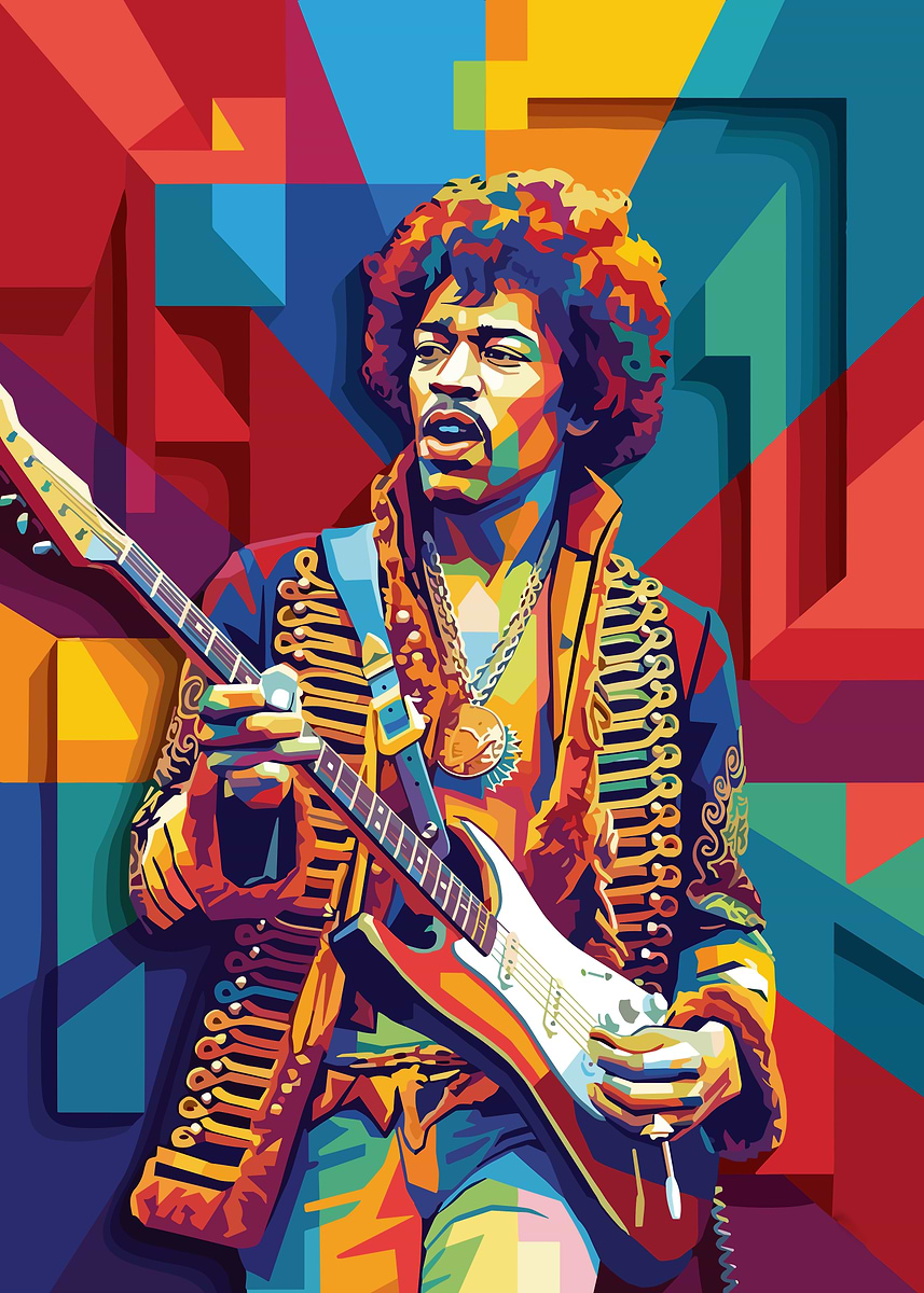 Jimi Hendrix Pop Art Portrait' Poster, picture, metal print, paint