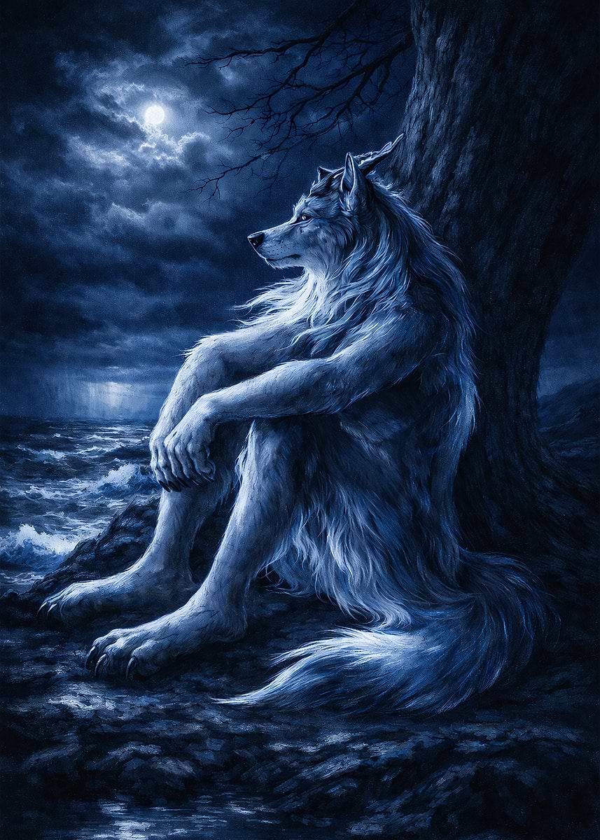 A Lonely Wolf' Poster, picture, metal print, paint by dumbposter