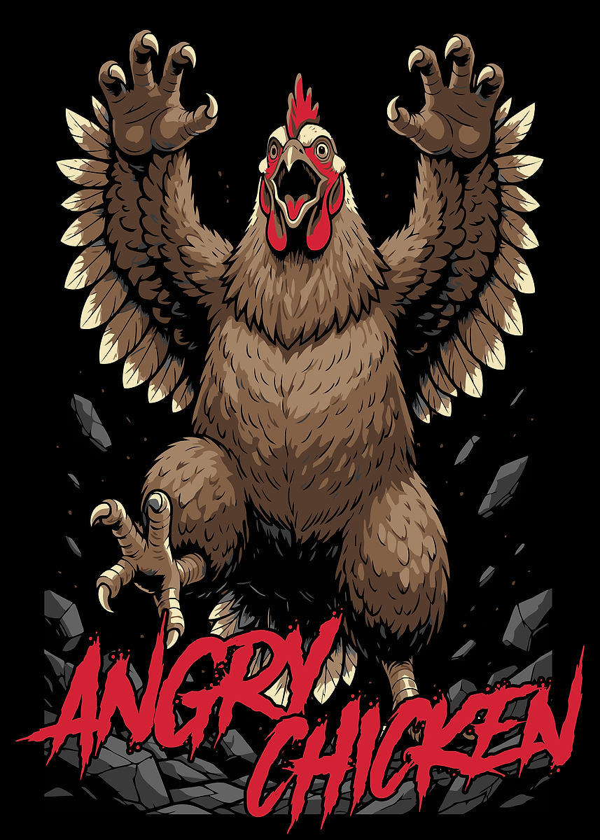 'Angry Chicken Illustration' Poster, picture, metal print, paint by ...