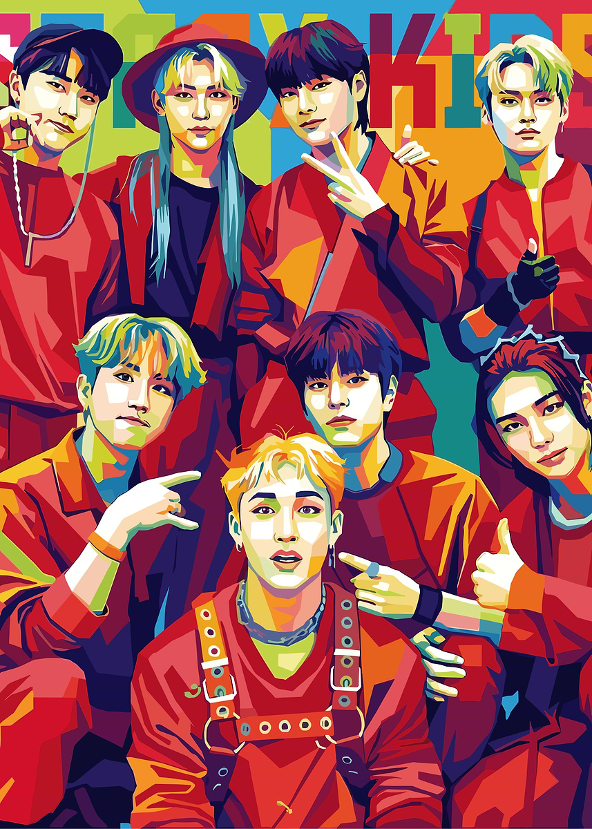 103ｃｍ×73ｃｍ 超特大B1 ポスター Stray Kids Stray Kids Pop Art Portrait' Poster, picture, metal print, paint