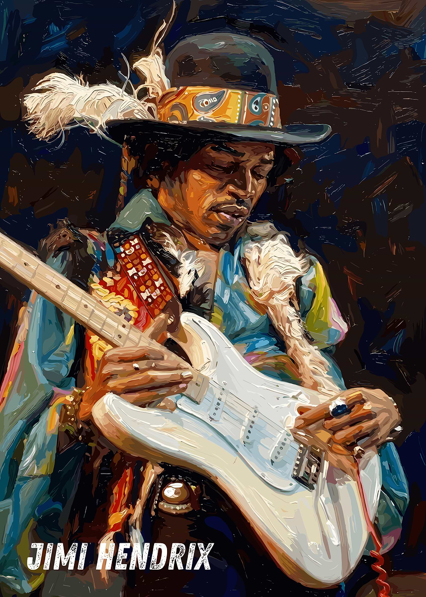 Jimi Hendrix Painting art vector' Poster, picture, metal print