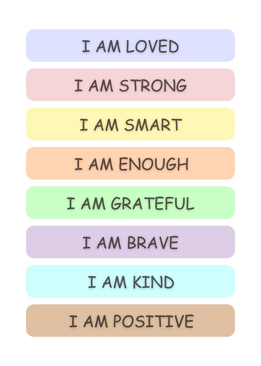 'Colorful Affirmation Cards ' Poster, picture, metal print, paint by ...