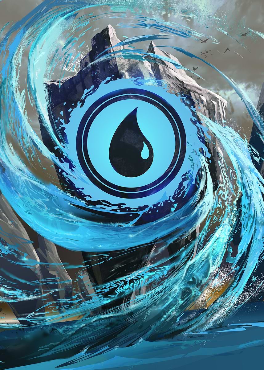 Blue Mana Symbol Landscape' Poster, picture, metal print, paint by