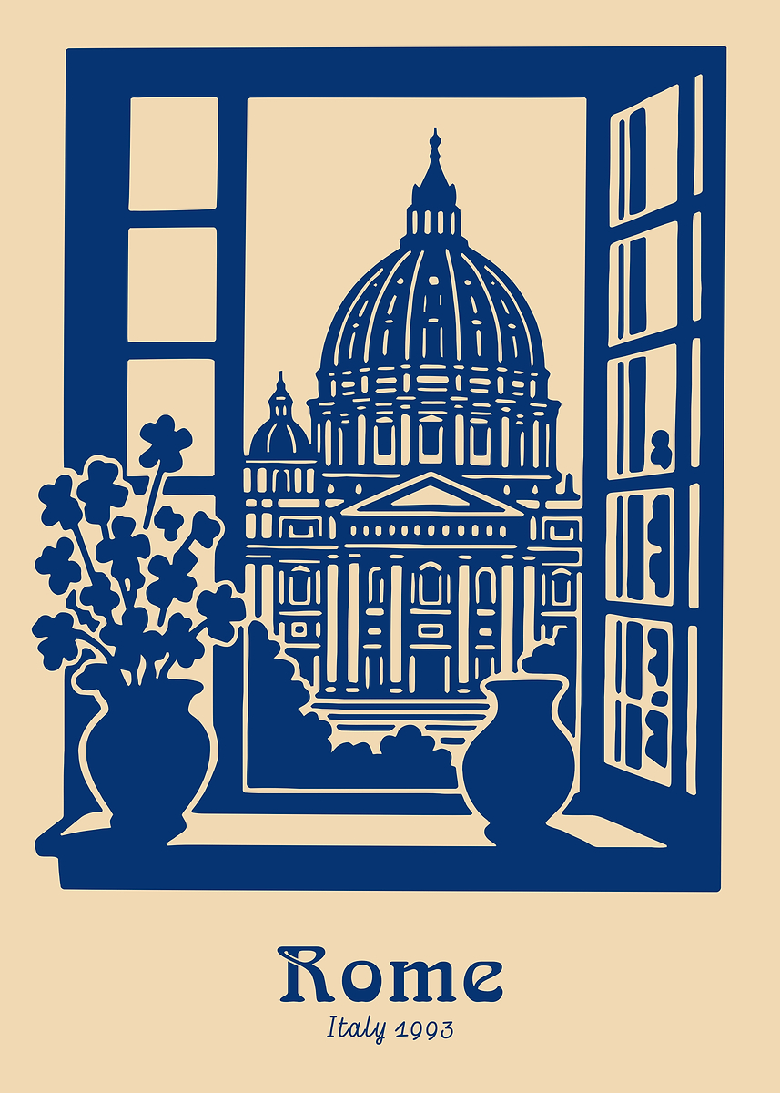 Window View Poster Rome 'Rome cityscape viewed from a window' Poster, picture, metal print ...