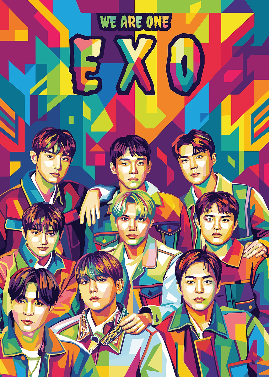 EXO 'WE ARE ONE' Pop Art Portrait' Poster, picture, metal print