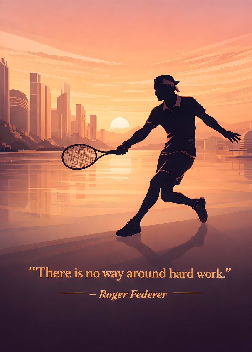 サンローラン　ディレクターズカット　ポスター Roger Federer Tennis Quote' Poster, picture, metal print, paint by