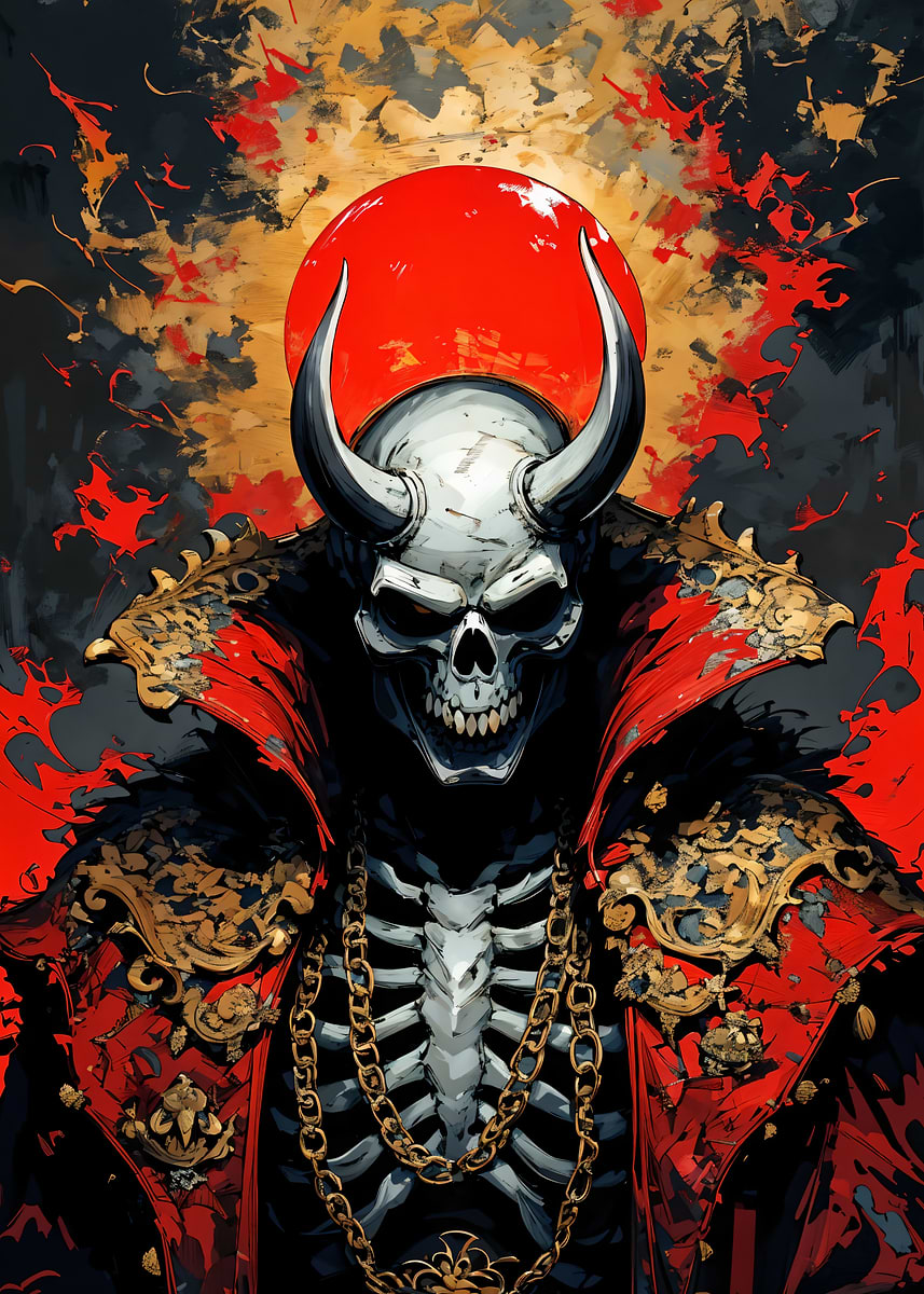 Demonic Skeleton King with Golden Chains' Poster, picture, metal