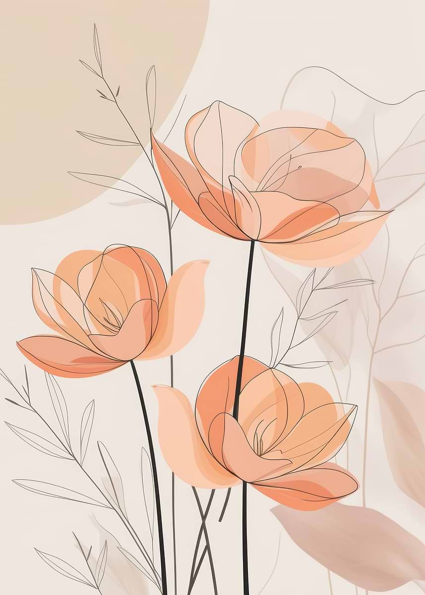 'Abstract Floral Line Art' Poster, picture, metal print, paint by ...