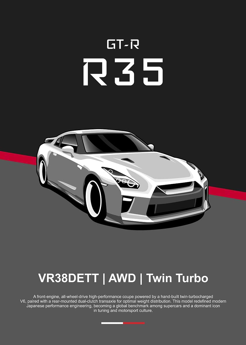 'GT-R R35' Poster, picture, metal print, paint by Muezzahero | Displate