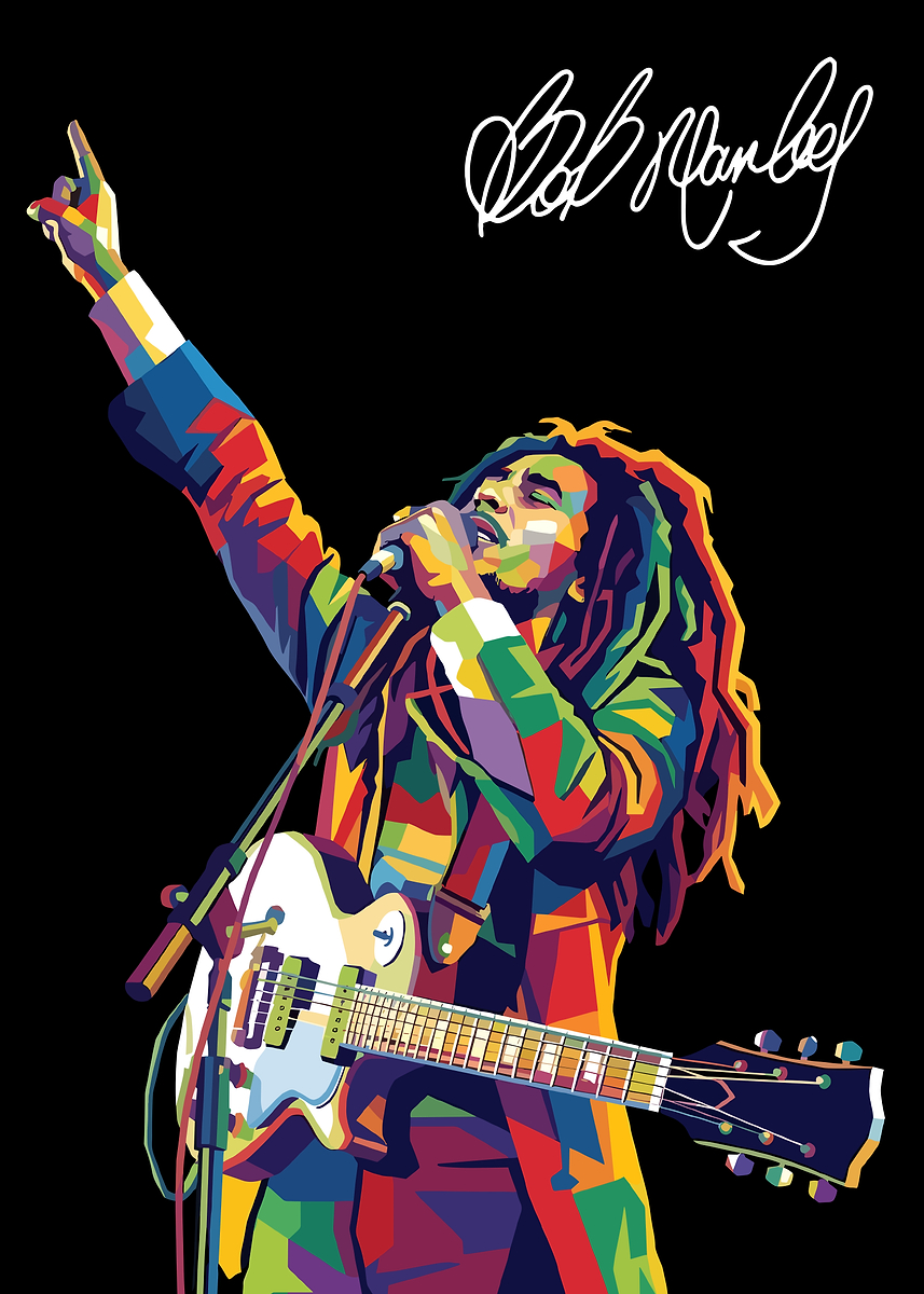 Bob Marley Performing with Guitar' Poster, picture, metal print