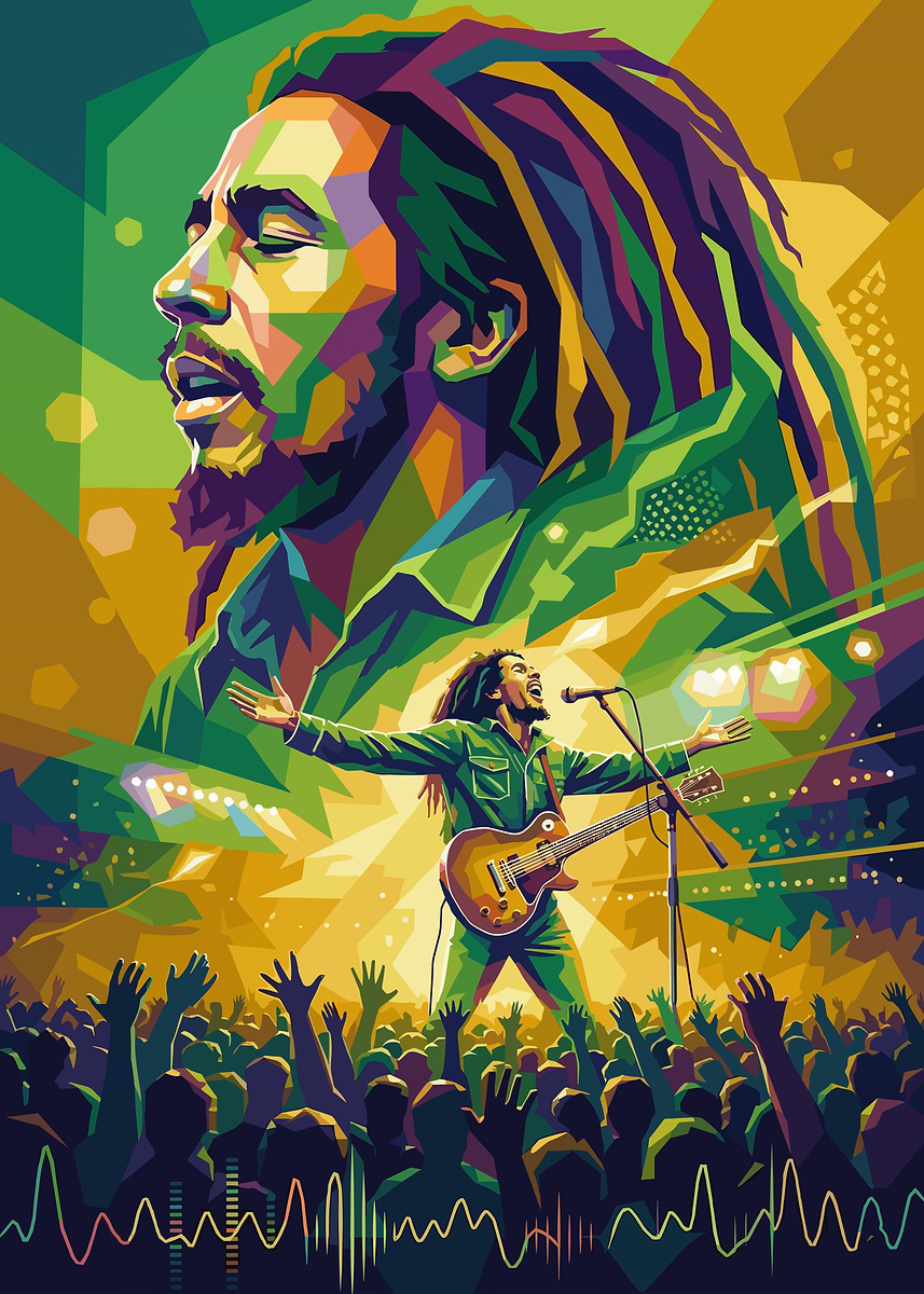 Bob Marley Performing Live' Poster, picture, metal print, paint by