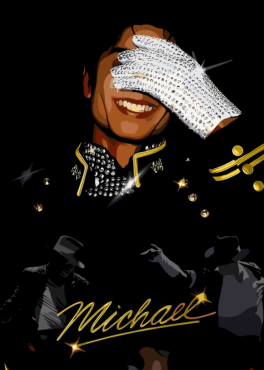 Michael Jackson Portrait with Dancers' Poster, picture, metal