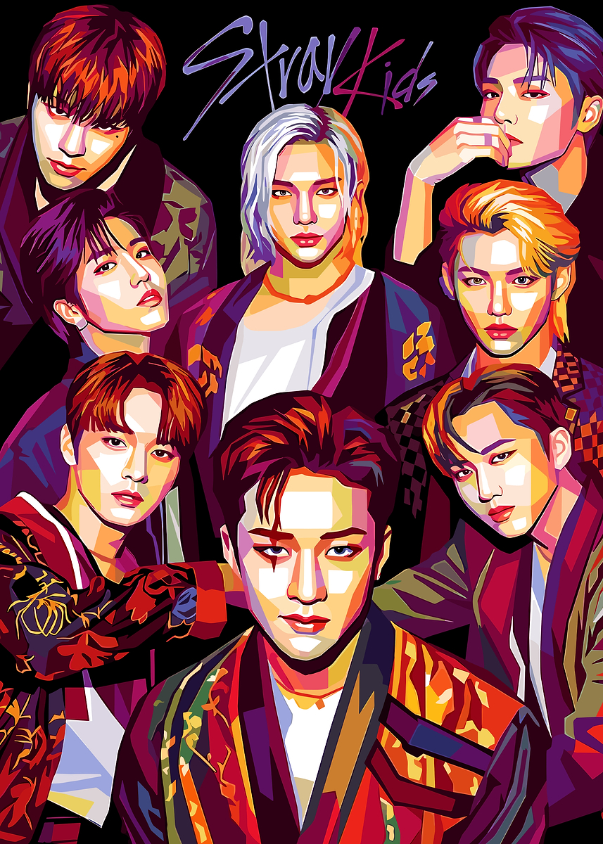 Stray Kids Pop Art Portrait' Poster, picture, metal print, paint
