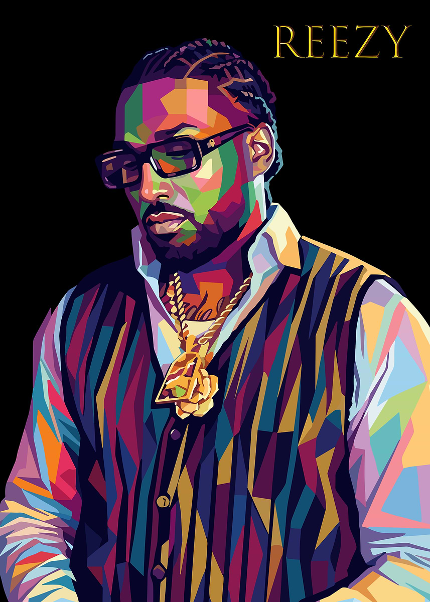 'Colorful Portrait of Reezy' Poster, picture, metal print, paint by ...