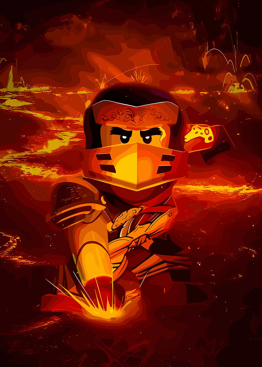 Ninjago Kai in Fiery Environment' Poster, picture, metal print