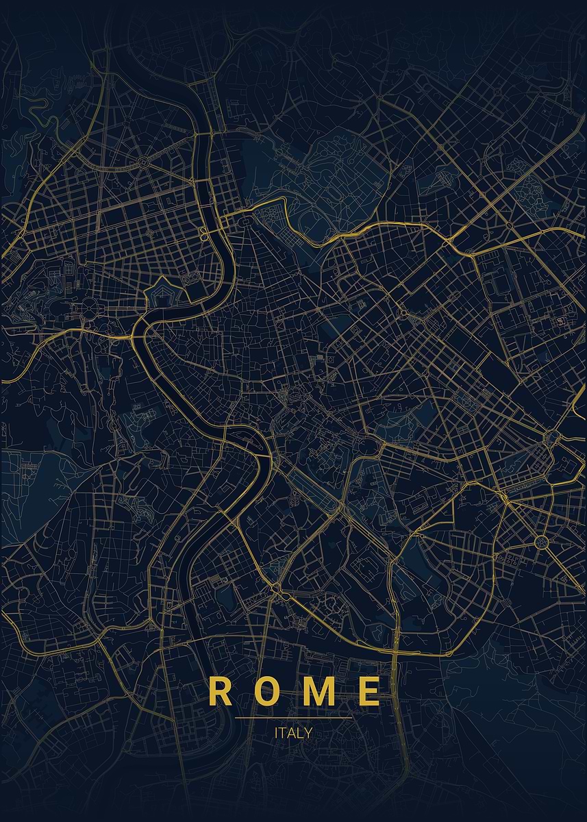'Rome Italy Map Art' Poster, picture, metal print, paint by Tim | Displate