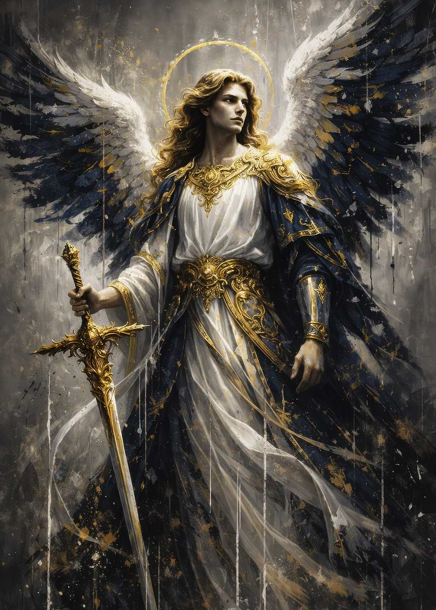Angel Warrior with Golden Sword' Poster, picture, metal print