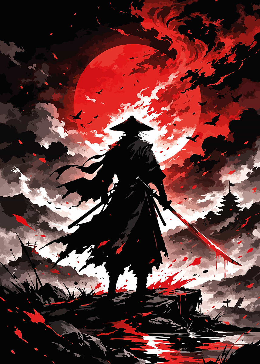 The Evil Hunter Samurai' Poster, picture, metal print, paint by