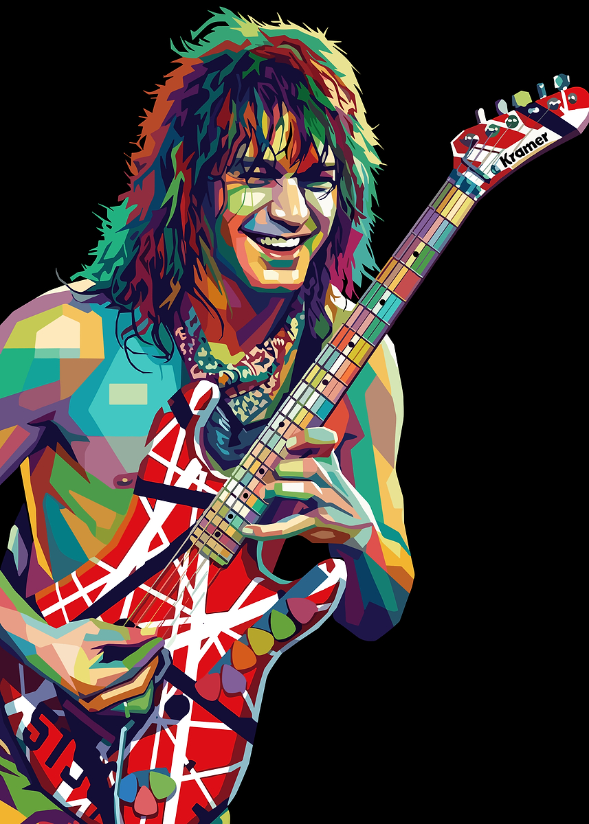 Eddie Van Halen Pop Art Portrait Poster, Picture & Metal Print