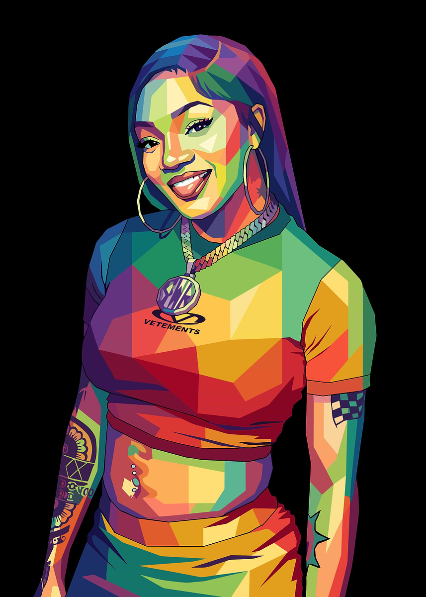 'GloRilla Rapper Colorful Pop Art Portrait ' Poster, picture, metal ...
