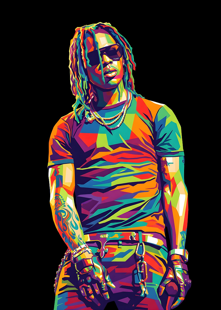 Hand Painted Rapper Character 'Colorful WPAP Portrait of a Rapper' Poster, picture, metal print ...