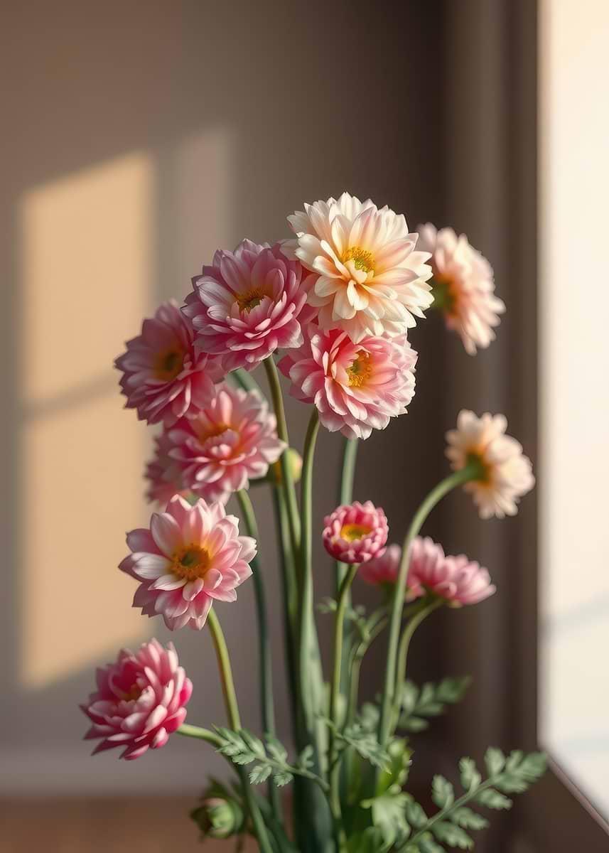 Dpicture 'Pink and white dahlia flowers' Poster, picture, metal print, paint by ...