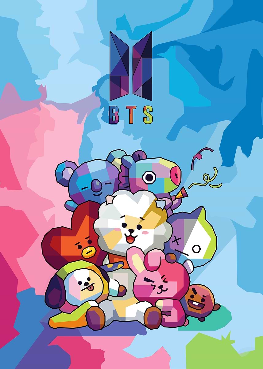 BTS Wpap art' Poster, picture, metal print, paint by Fantasial