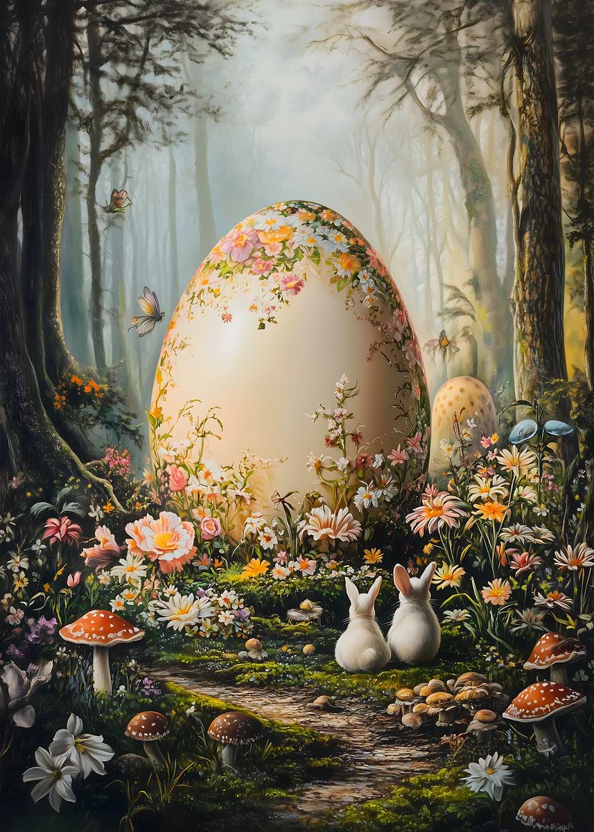 'Spring Easter Forest Scene' Poster, picture, metal print, paint by ...