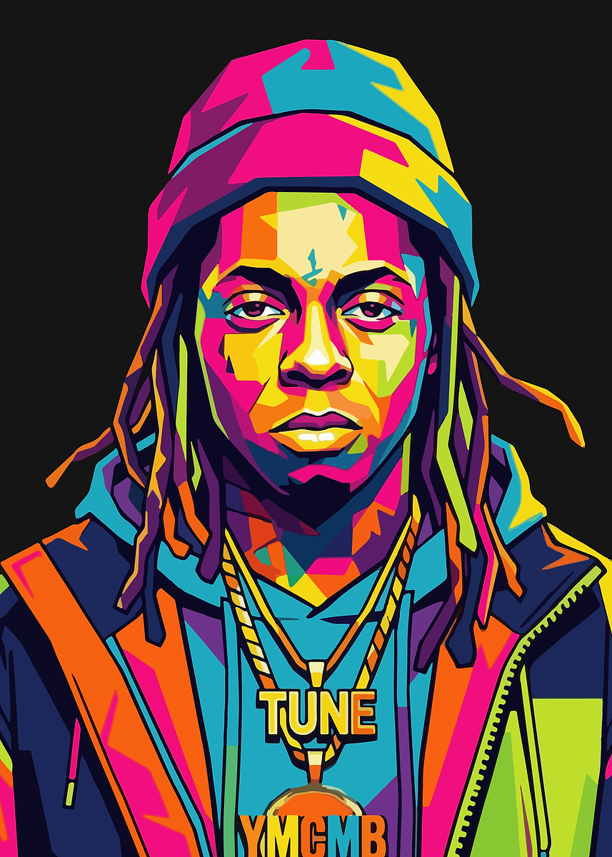 Colorful Portrait of Lil Wayne' Poster, picture, metal print