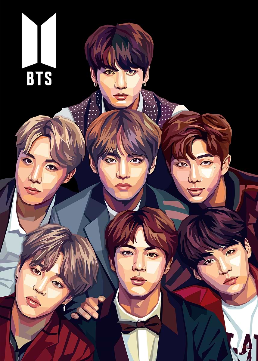 BTS Group Portrait' Poster, picture, metal print, paint by Music