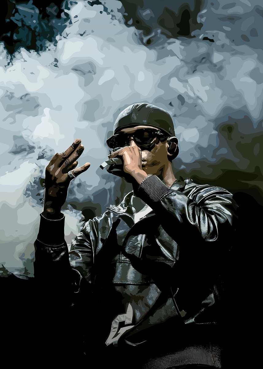 'Rapper Performing with Smoke' Poster, picture, metal print, paint by ...
