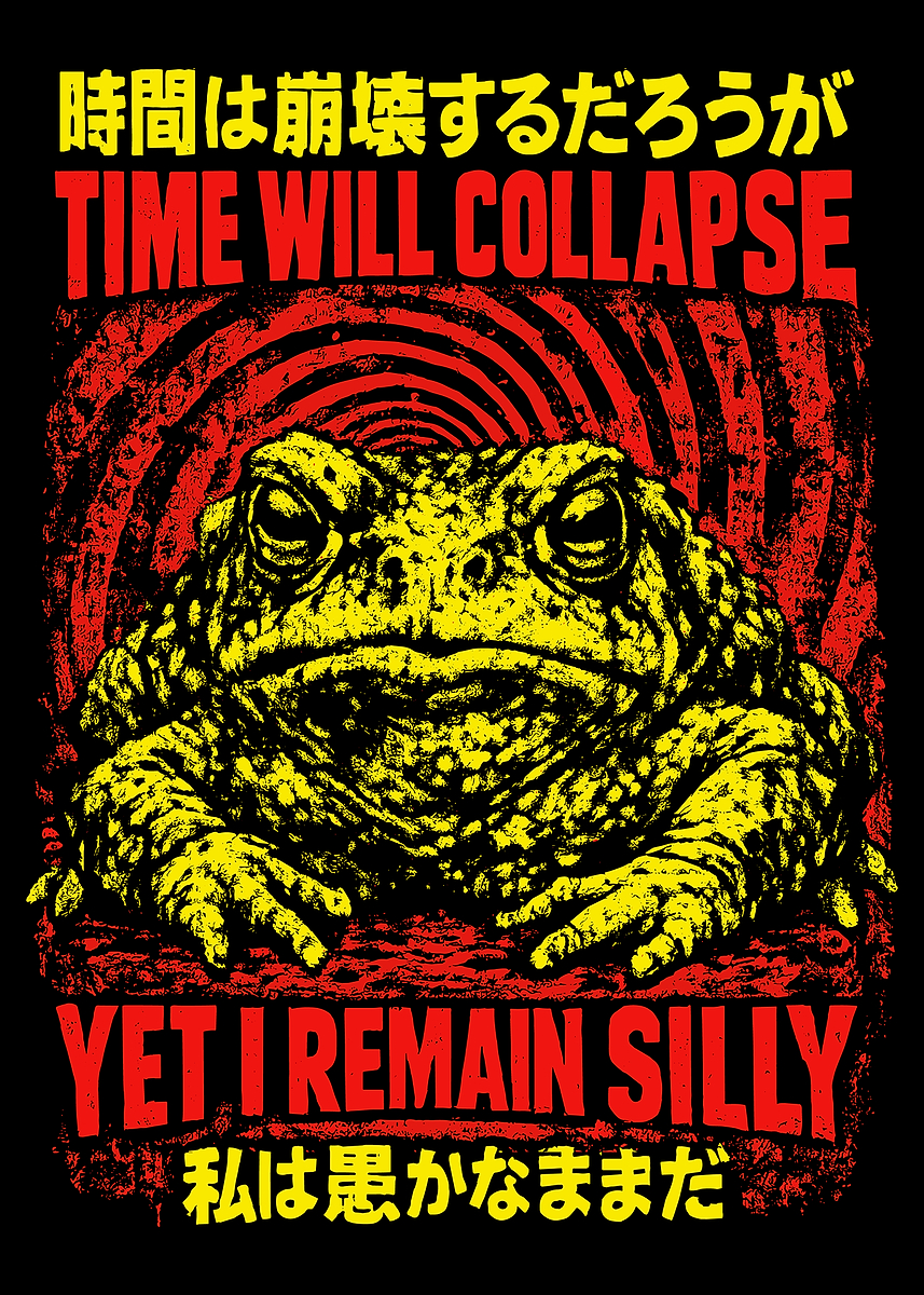 Time Will Collapse Yet I Remain Silly Poster, Dark Humor Toad Art