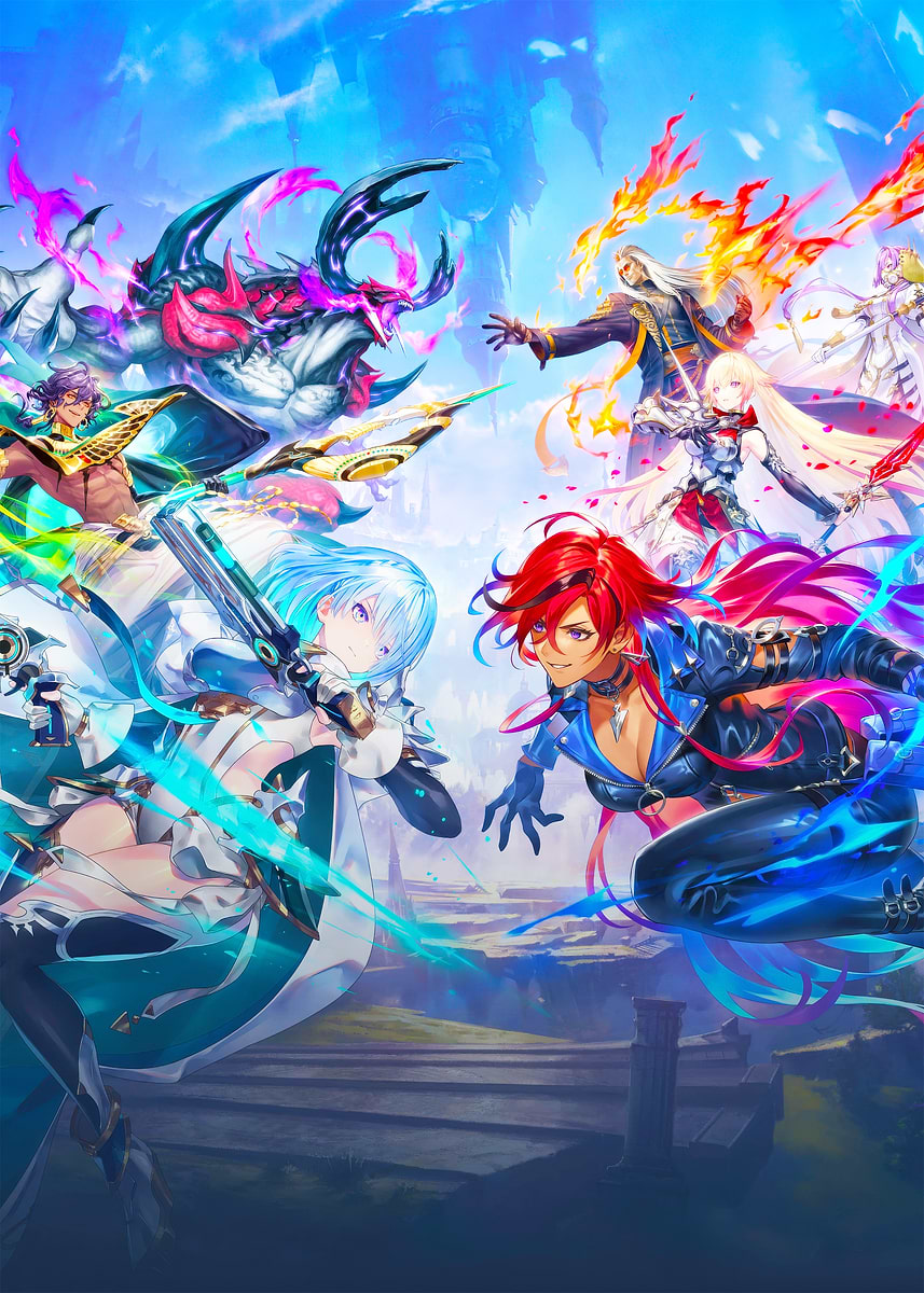'Anime characters in a fantasy battle' Poster, picture, metal print ...