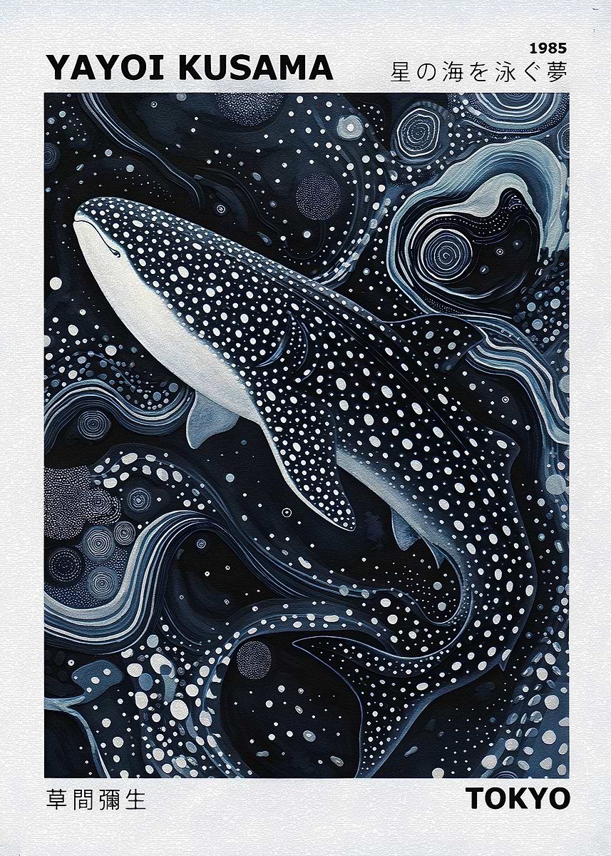 Yayoi Kusama Whale Shark Dream' Poster, picture, metal print