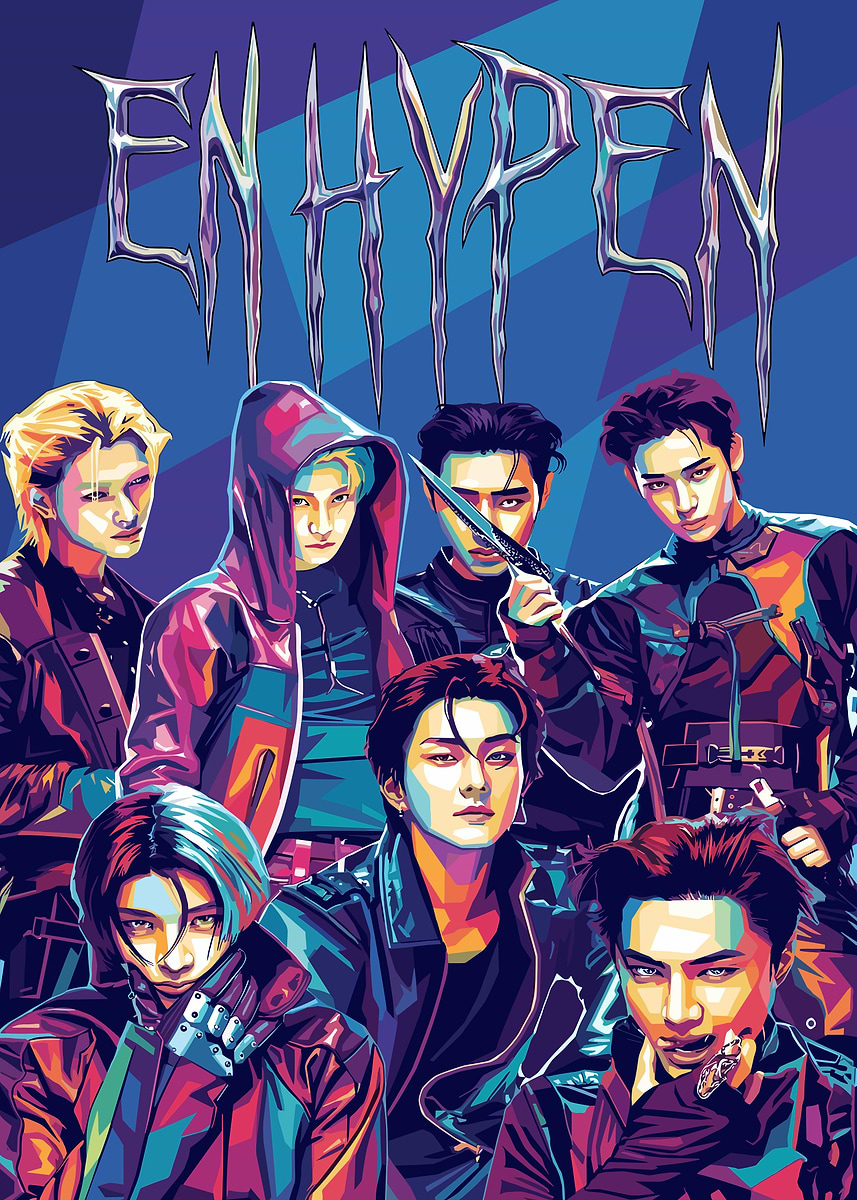 K-POPメンズアーティストポスター５０枚セット Enhypen K-Pop Group Portrait' Poster, picture, metal print, paint