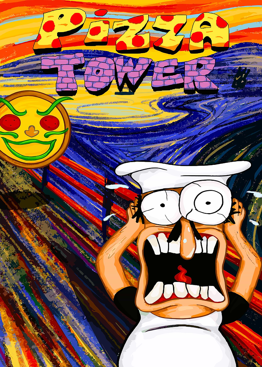 Pizza Tower Game Poster' Poster, picture, metal print, paint by