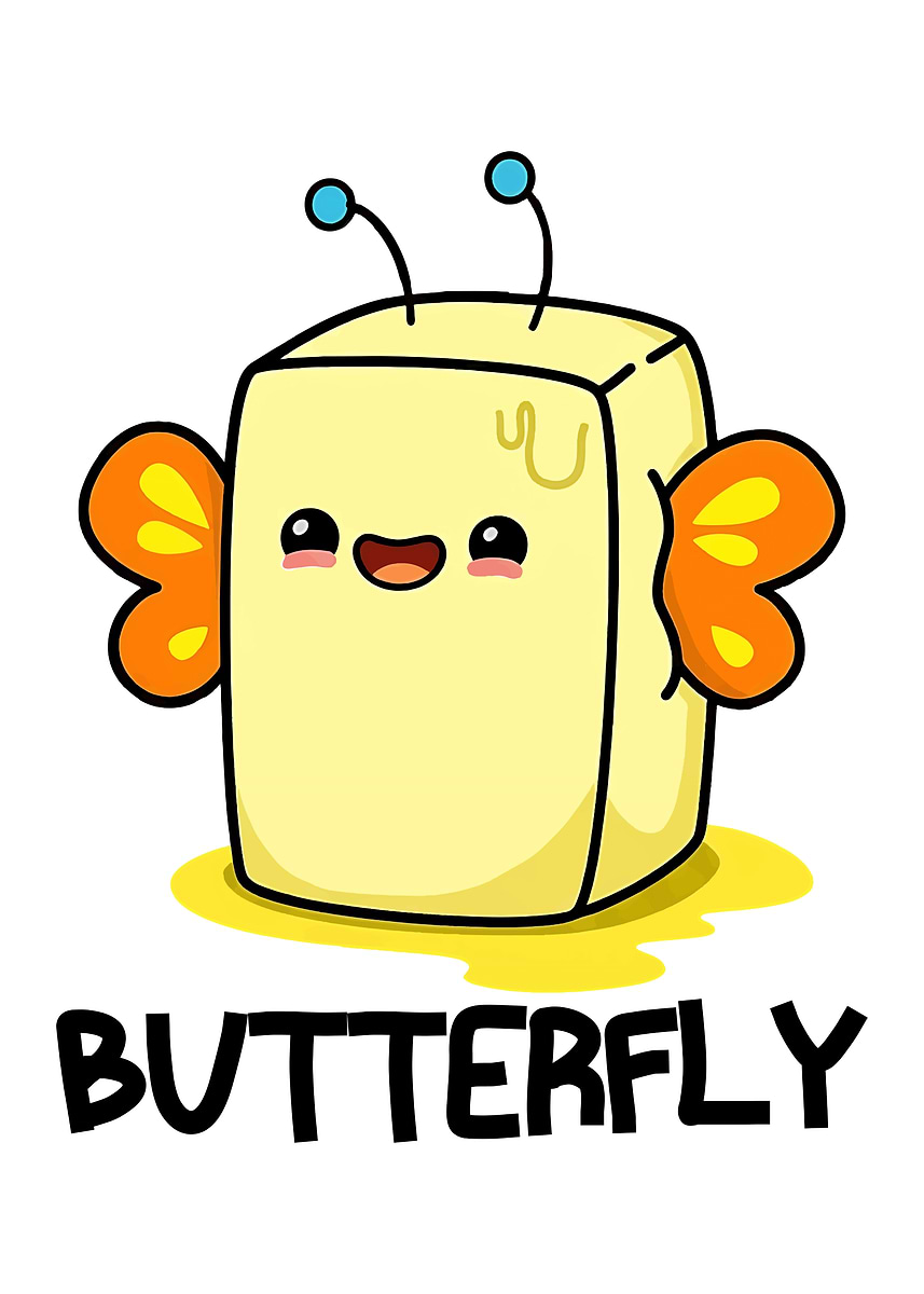 'Cute Butter Butterfly Character' Poster, picture, metal print, paint ...