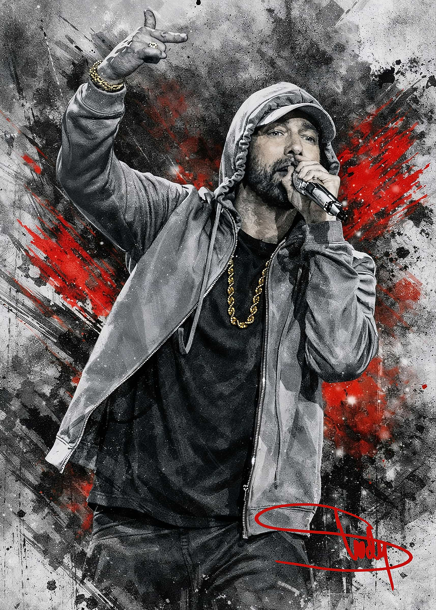 Eminem Performing' Poster, picture, metal print, paint by Loxey